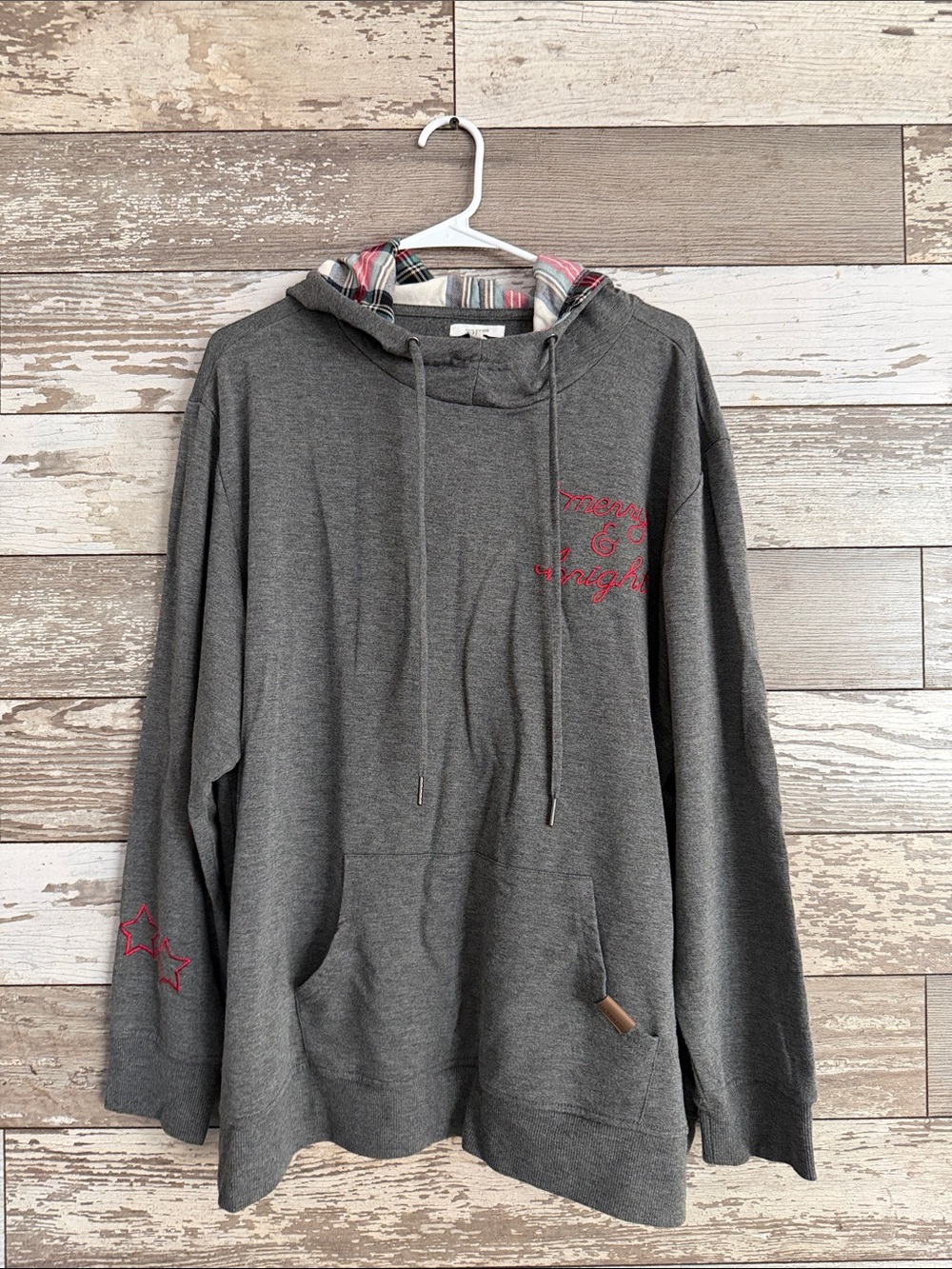 Women’s Maurice’s Gray Hoodie with Plaid Lined Hood